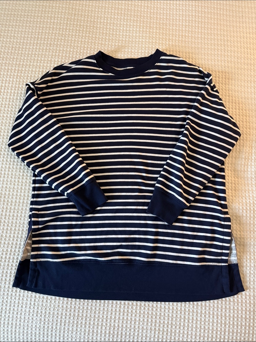 Old Navy Navy and White Striped Long Sleeve Tee